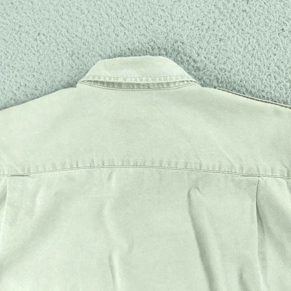 Vintage Banana Republic Safari Travel Shirt Mens Medium Beige Short Sleeve